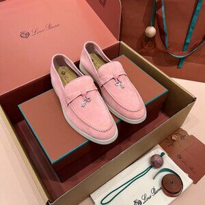 👟 Loro Piana Blush Suede Luxury Loafers  👟